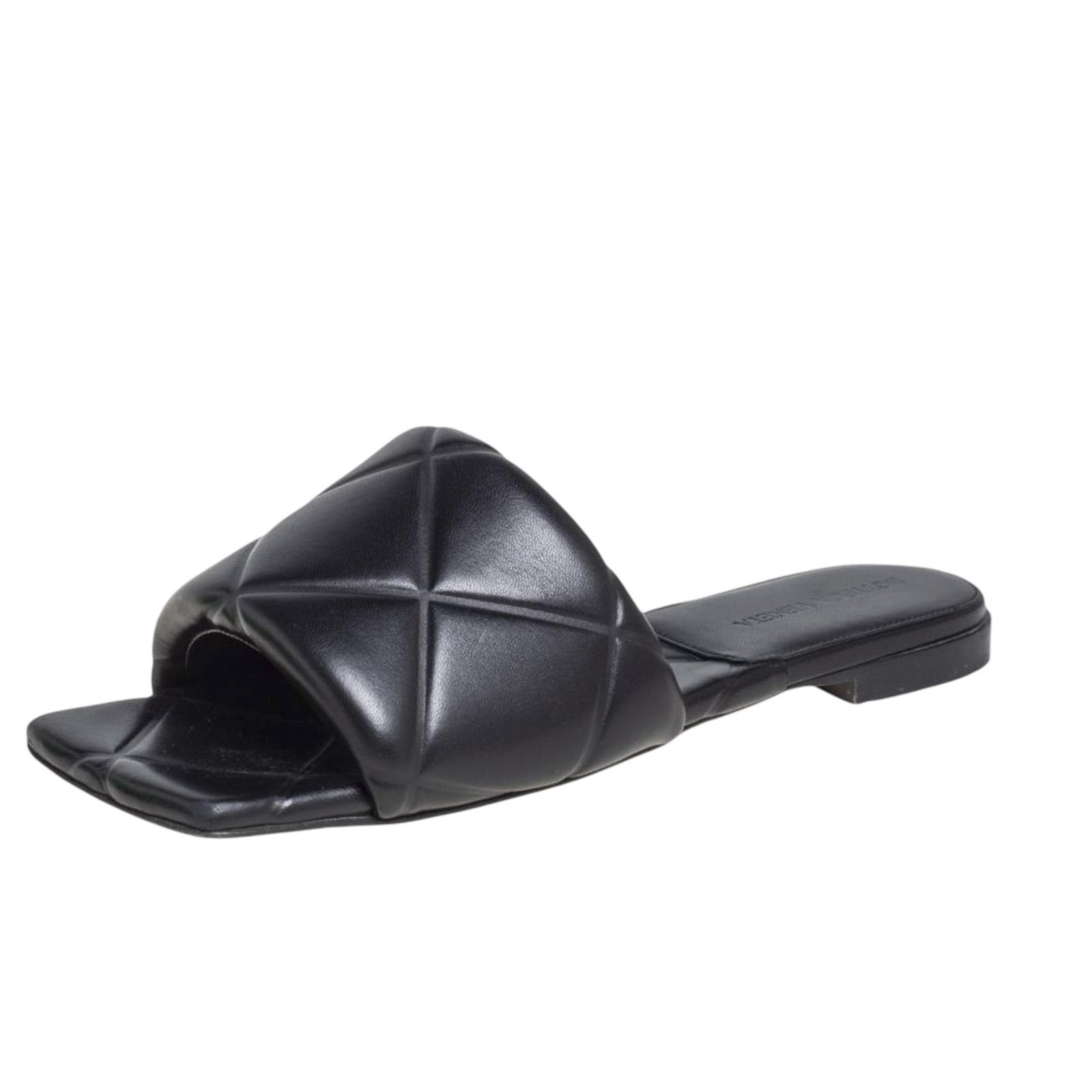 Bottega Veneta Black Quilted Nappa Leather Lido Mules Heels Sandals Flats 37